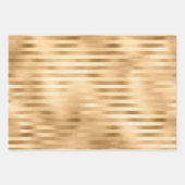 美しいストライプの金ゴールド結婚 ラッピングペーパーシート (正面)