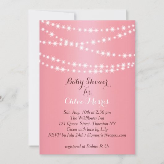 美しいストリングライトベビーシャワー招待状 招待状 (正面)