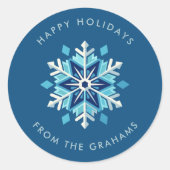 美しいスノーフレーククリスマスホリデー ラウンドシール (正面)