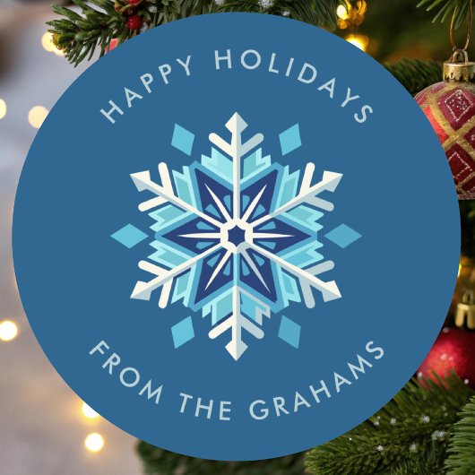 美しいスノーフレーククリスマスホリデー ラウンドシール