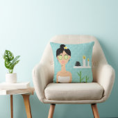 美しいスパウーマンインブルーバスルームイラストレーション クッション (椅子)