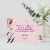 美しいスパガーリーほこりっぽいバラ誕生日パーティー サンキューカード (スタンド正面)