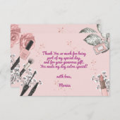 美しいスパガーリーほこりっぽいバラ誕生日パーティー サンキューカード (正面/裏面)