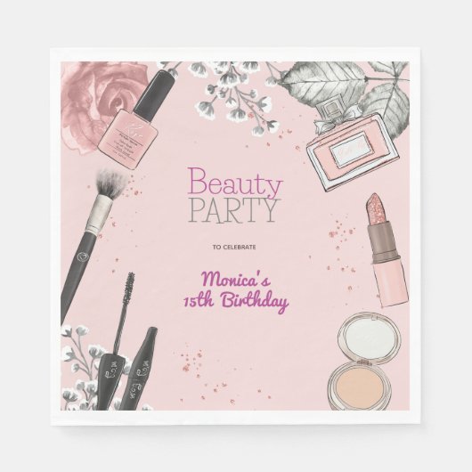 美しいスパガーリーほこりっぽいバラ誕生日パーティー スタンダードランチョンナプキン (正面)