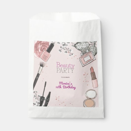 美しいスパガーリーほこりっぽいバラ誕生日パーティー フェイバーバッグ (正面)