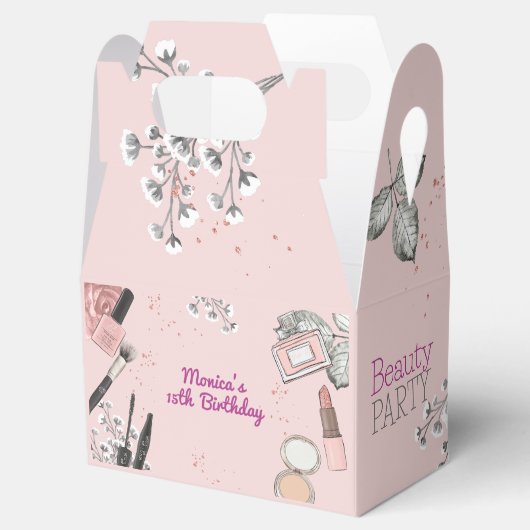 美しいスパガーリーほこりっぽいバラ誕生日パーティー フェイバーボックス (オープン)