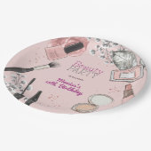 美しいスパガーリーほこりっぽいバラ誕生日パーティー ペーパープレート (アングル)