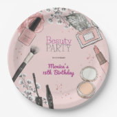 美しいスパガーリーほこりっぽいバラ誕生日パーティー ペーパープレート (正面)