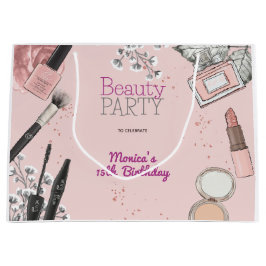 美しいスパガーリーほこりっぽいバラ誕生日パーティー ラージペーパーバッグ