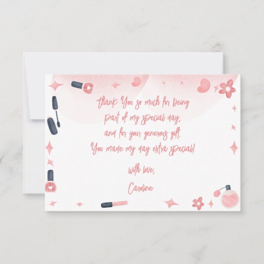 美しいスパグリッツとグラム誕生日パーティー サンキューカード (正面)