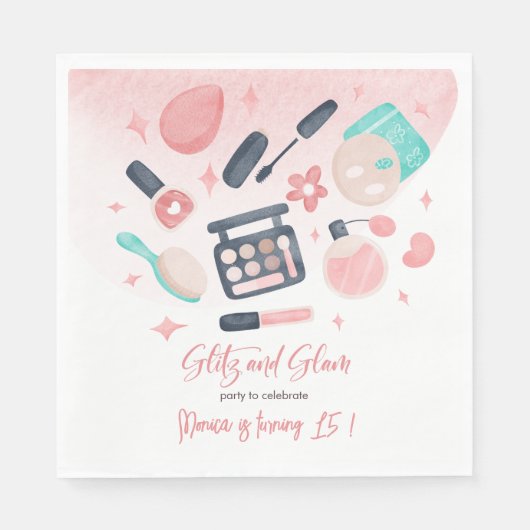 美しいスパグリッツとグラム誕生日パーティー スタンダードランチョンナプキン (正面)