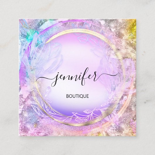 美しいスパショッ絵を描クフローラQRコードロゴ スクエア名刺 (正面)