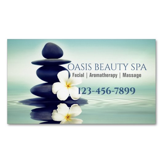 美しいスパゼンアロマセラピーマッサージセラピー マグネット名刺 (正面)