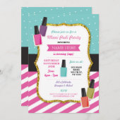美しいスパバースデーパーティーパンパーマニペディ招待状 招待状 (正面/裏面)