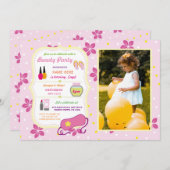 美しいスパバースデーパーティーリラックスパンプラ顔写真 招待状 (正面/裏面)