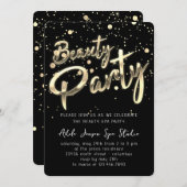 美しいスパパーティーインスタントダウンロードブラック金ゴールド 招待状 (正面/裏面)