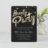 美しいスパパーティーインスタントダウンロードブラック金ゴールド 招待状 (スタンド正面)