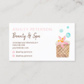 美しいスパピンク水色フローライラストレーション 名刺 (裏面)