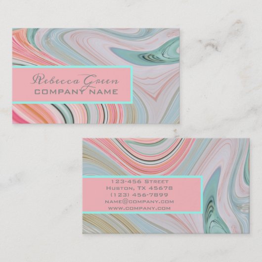 美しいスパヘアネイルサロン水カラーコーラルミント 名刺 (正面/裏面)
