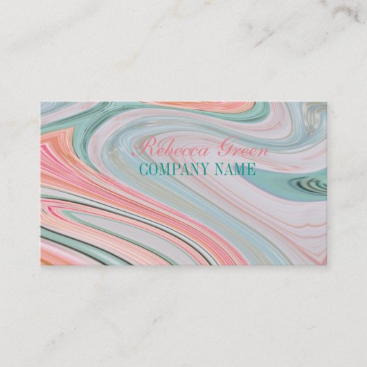 美しいスパヘアネイルサロン水カラーコーラルミント 名刺 (正面)