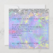 美しいスパークリーグリッターごめんね謝罪カード サンキューカード (正面)