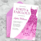 美しいスパークルドレス40th誕生日パーティー 招待状
