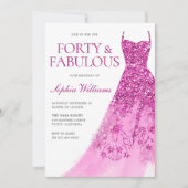 美しいスパークルドレス40th誕生日パーティー 招待状 (正面)