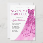 美しいスパークルドレス70th誕生日パーティー 招待状 (正面)