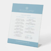 美しいスパ価格表青い白いロータスロゴ 台座サイン (正面)