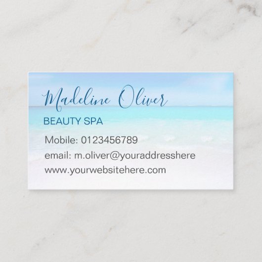 美しいスパ海ビーチシーブルースタイリッシュ 名刺 (裏面)