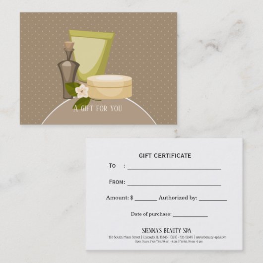 美しいスパ – あなたのためのギフト 割引カード (正面/裏面)