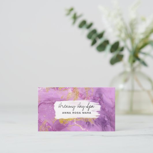 *～*美しいスパQR抽象芸術マゼンタ金ゴールドグリッター  名刺 (スタンド正面)