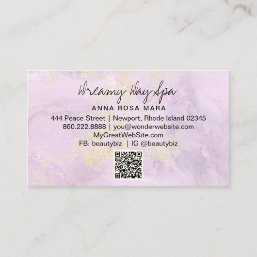 *～*美しいスパQR抽象芸術マゼンタ金ゴールドグリッター  名刺 (裏面)