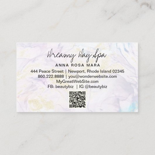 *~*美しいスパQR抽象芸術レインボー金ゴールド 名刺 (裏面)