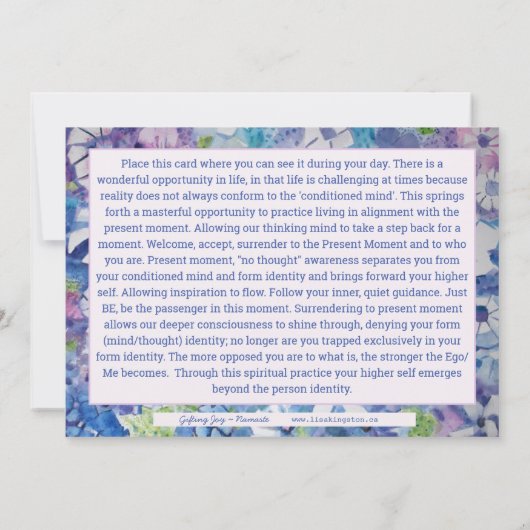 美しいスピリチュアル練習確認カード 招待状 (裏面)