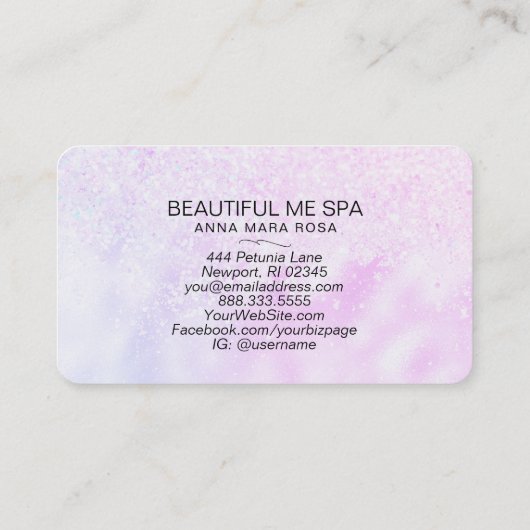 **美しいスファンシークリプトグラデーショングリッター 名刺 (裏面)