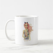 美しいスフィンクスの猫および女の子 コーヒーマグカップ (左)