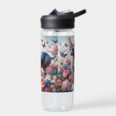 美しいスフィンクスの猫と花 ウォーターボトル (左面)