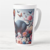 美しいスフィンクスの猫と花 カフェラテマグ (右アングル)