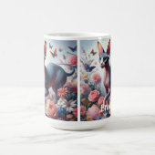 美しいスフィンクスの猫と花 コーヒーマグカップ (中央)