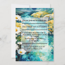 美しいスプリングタイムクリークバースデーパーティー 招待状