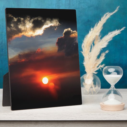 美しいスモークの夕日の写真 フォトプラーク (側面)