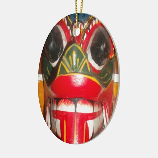 美しいスリランカの伝統的な火のマスクアート セラミックオーナメント (左)