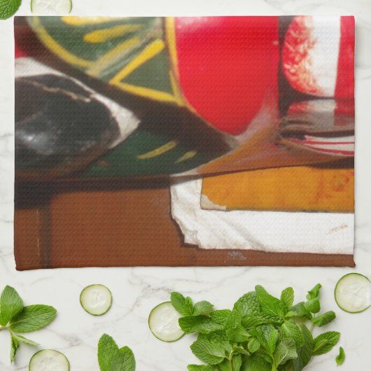 美しいスリランカ伝統的ン火面芸術 キッチンタオル (折り畳み)