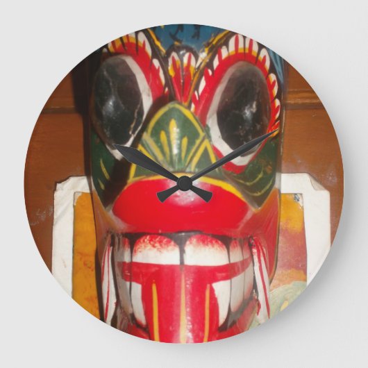 美しいスリランカ伝統的ン火面芸術 ラージ壁時計 (正面)
