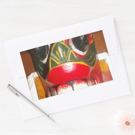 美しいスリランカ伝統的ン火面芸術 長方形シール (封筒)