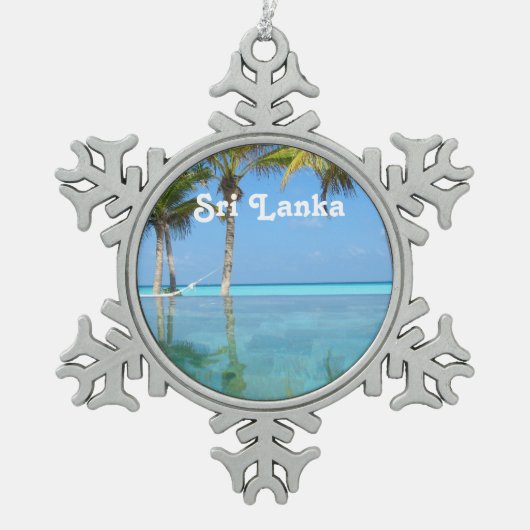 美しいスリランカ スノーフレークピューターオーナメント (正面)