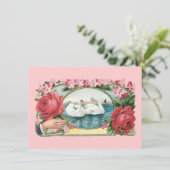 美しいスワンとローズのオーダーメイド結婚式招待状 招待状 (スタンド正面)