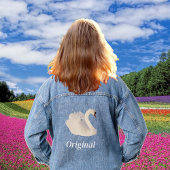 美しいスワンと編集可能なテキスト デニムジャケット