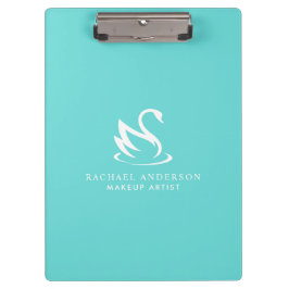 美しいスワンのミニマルなロゴと名前 クリップボード